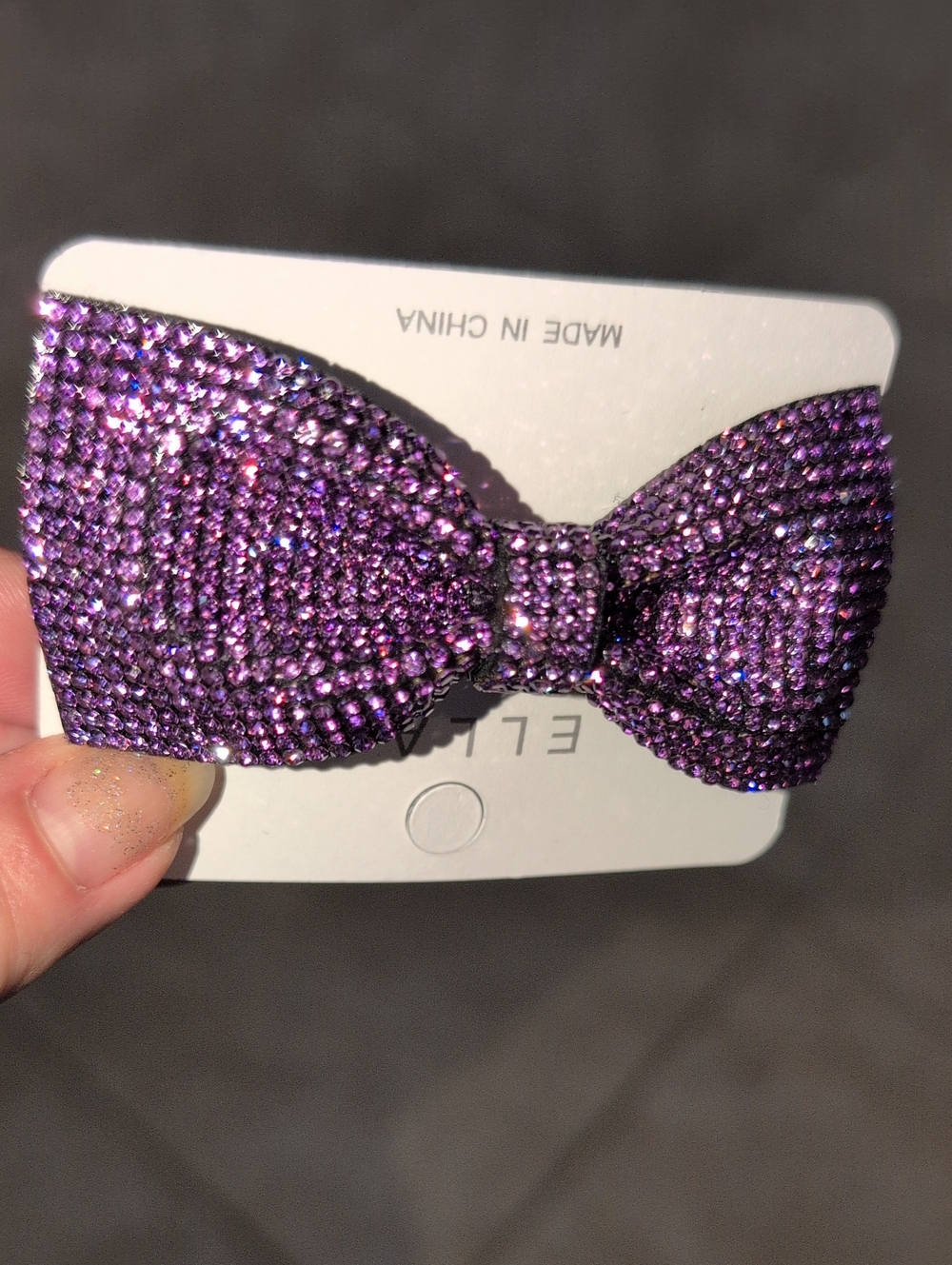 Elle Purple Rhinestone Bow Hair Clip Set Of 2